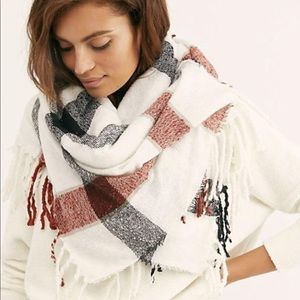 Free People Valley Plaid Fringe Scarf